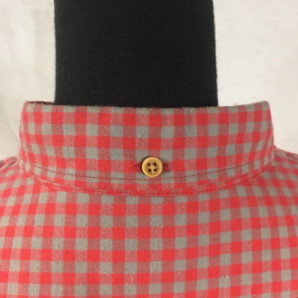 J. Crew Plaid Five Button Down Shirt Medium red gray Slim long sleeves f…